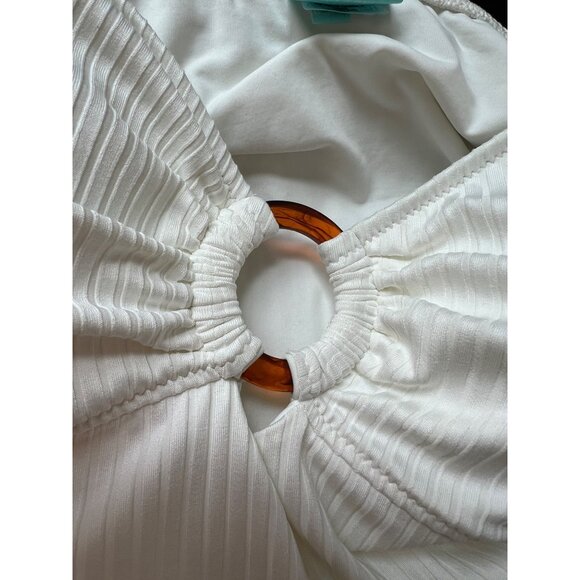 MELISSA ODABASH Barbuda Strapless Ribbed ivory Swimsuit size US 12 - Picture 6 of 10